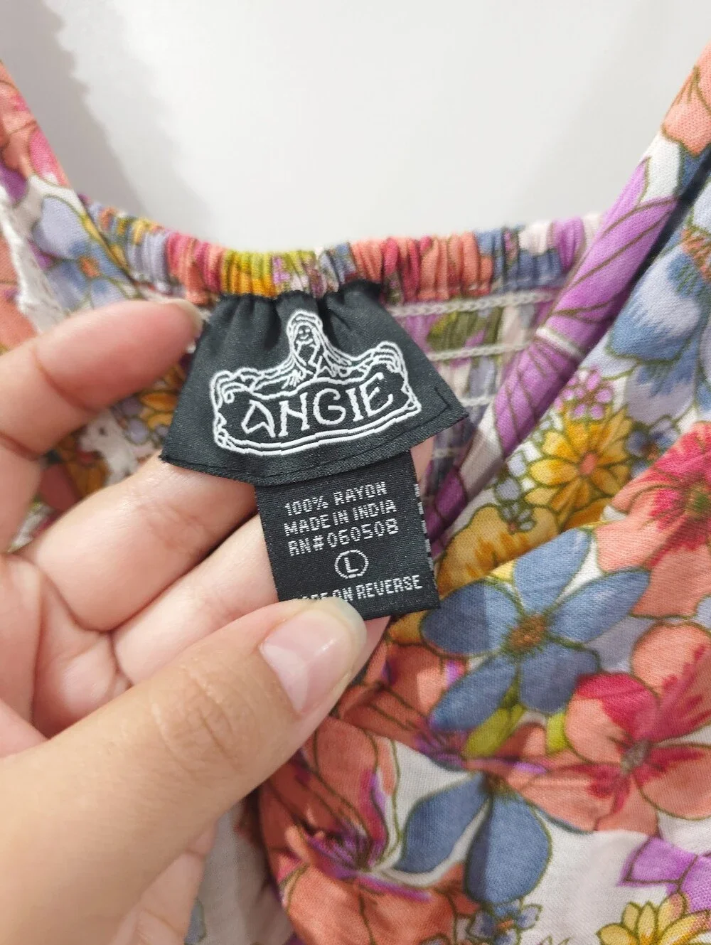 ANGIE Floral Boho Tiered Maxi Dress with Lace Trim & Twist Front, Nwot